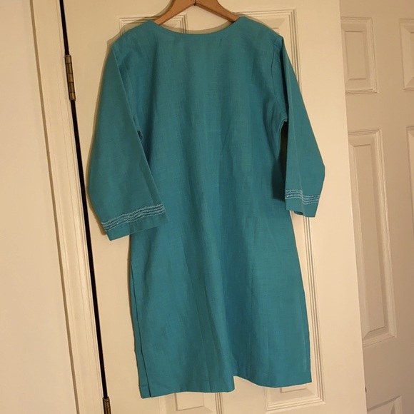Juliet Aqua Blue Sequins Tunic Blouse - Picture 2 of 6